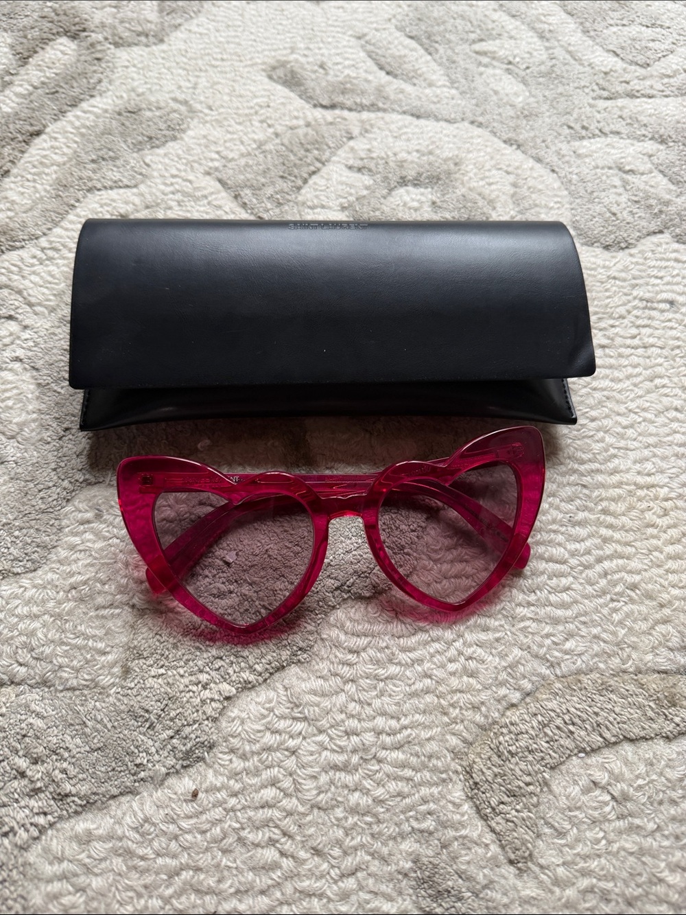 Saint Laurent Pink Lou Lou Heart Cat-Eye Sunglasses - Picture 4 of 9
